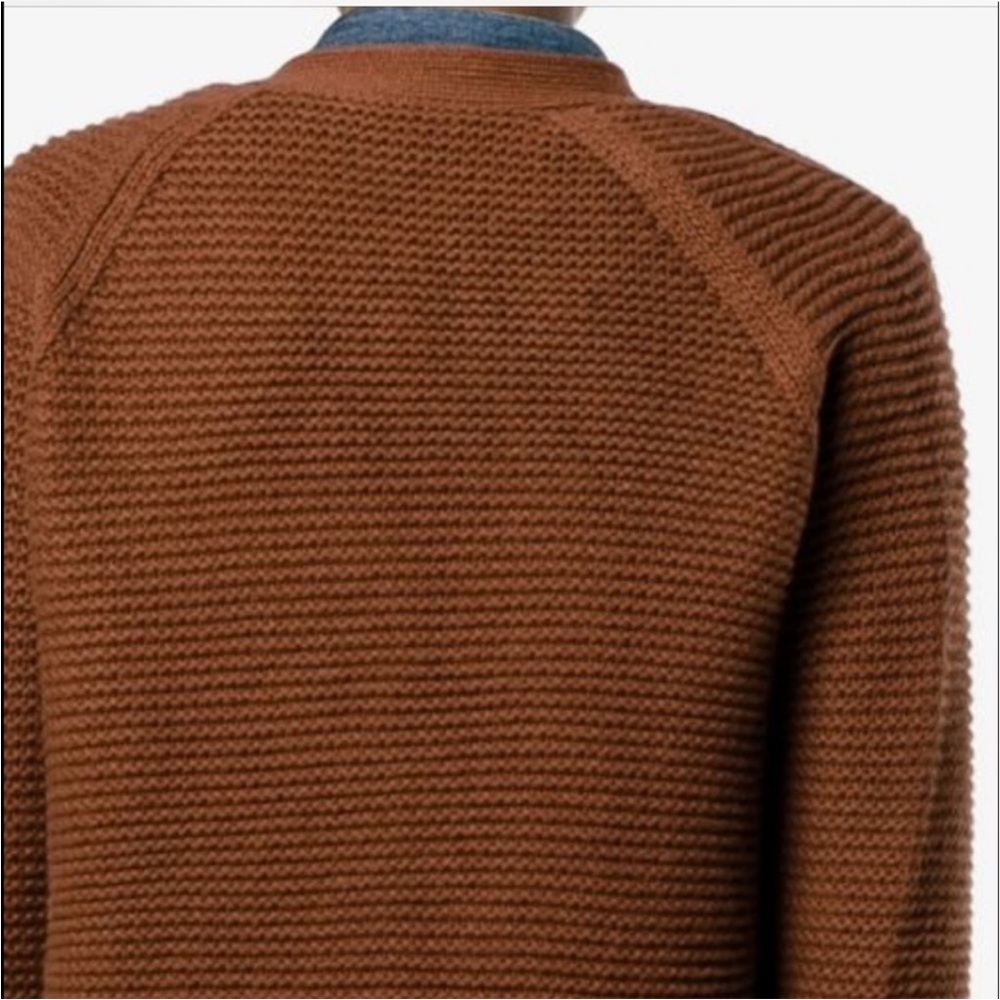 Vince Chunky Knit Wool Cashmere V-Neck Cardigan Sweater - Rust Orange, Size M - Picture 6 of 15